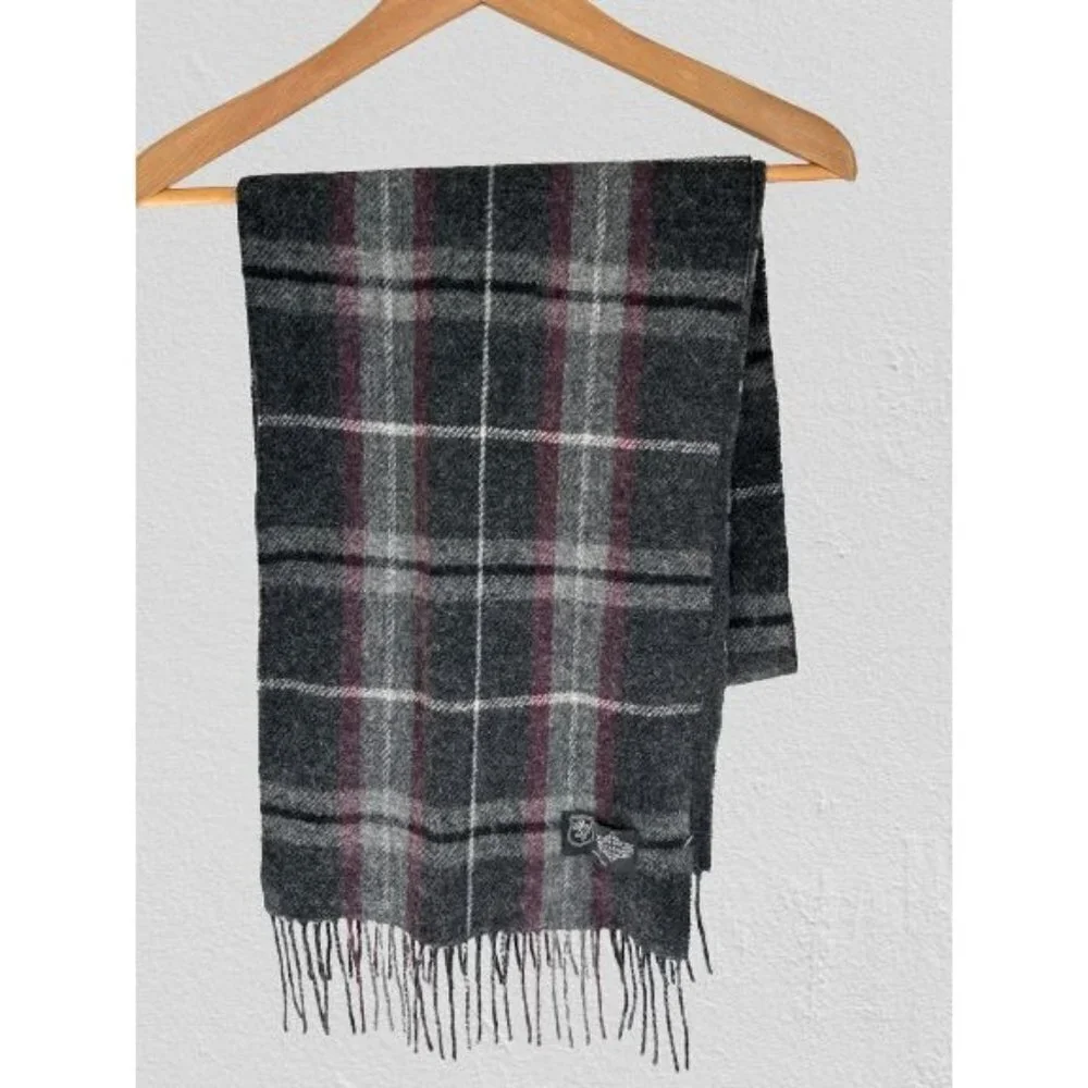 Men's Pure Cashmere Scarf Gray Tartan 68